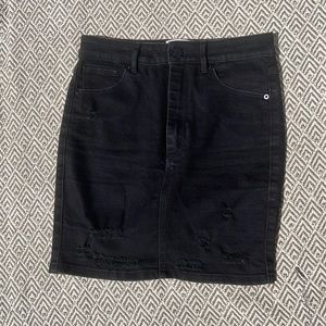 Abrand jeans black distressed denim skirt